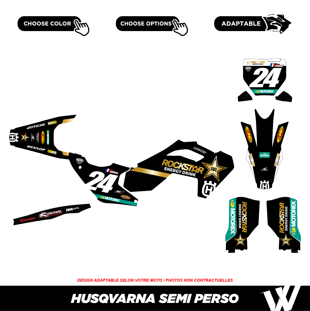 Kit déco HUSQVARNA23 NOIR | Semi Personnalisable