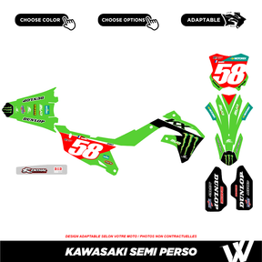 Kit déco KAWASAKI23 ROUGE | Semi Personnalisable