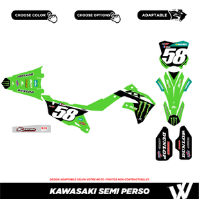 Kit déco KAWASAKI23 NOIR | Semi Personnalisable