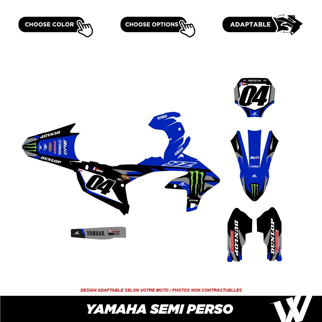 Kit déco YAMAHA ANAHEIM23 NOIR/BLANC | Semi Personnalisable